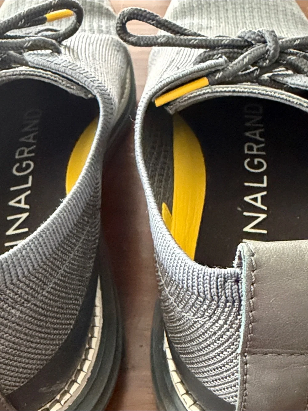 Cole Haan original grand Men's Gray Knit Lace-Up Casual Shoes with Yellow Accent